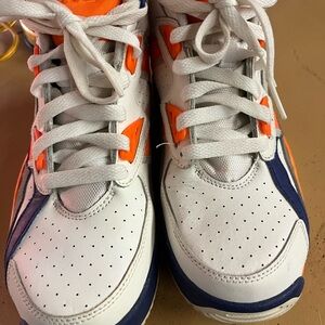 Kids White and Orange Athletic Sneakers